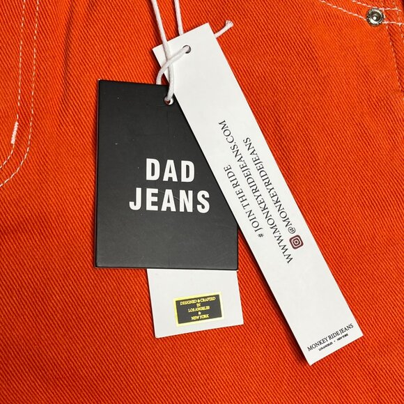 Monkey Ride Jeans womens Orange Denim Dad Jeans Shorts Size Medium - Picture 3 of 7